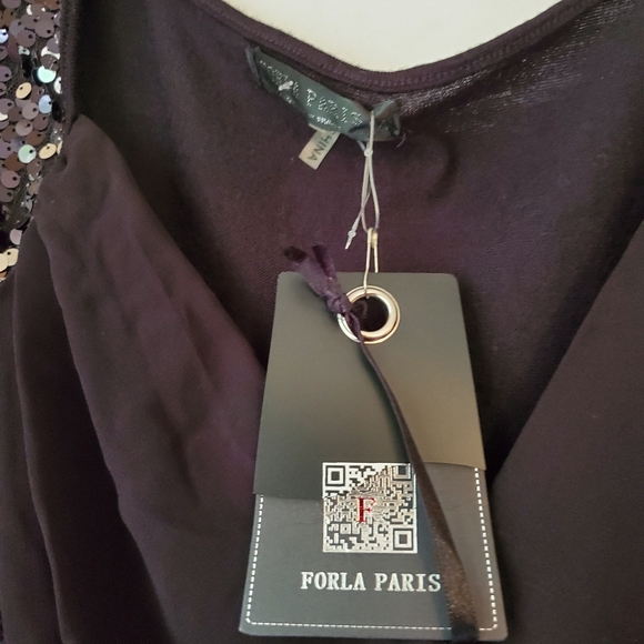 NWT!Flora Paris Womens Black Sequin Surplice Dress - Picture 5 of 9